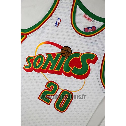 Maillot Historic Retro Seattle Supersonics Gary Payton No 20 Blanc